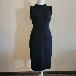 Maggy London Black Ruffle Trim Sheath Dress Sz 6